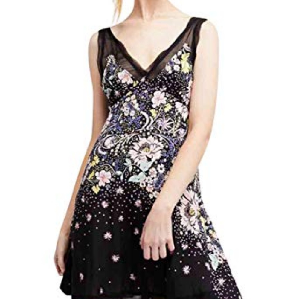 GUC: Free People Longwood Floral Mesh slip dress, (M) - Picture 2 of 6